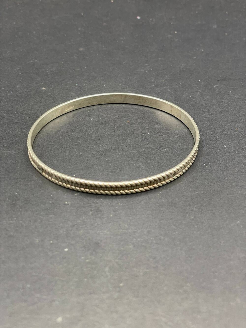 Scara Vintage 925 Sterling Silver Bangle Bracelet Textured Rope Stackable